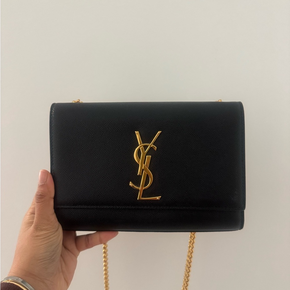 Yves Saint Laurent Black Crossbody with Gold Accents